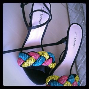Pretty multi colored strappy heels